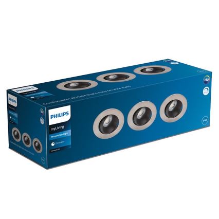Philips - SET 3x LED Zatemnitvena kopalniška vgradna svetilka ABROSA LED/9W/230V IP44