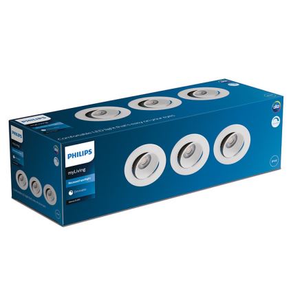 Philips - SET 3x LED Zatemnitvena kopalniška vgradna svetilka ABROSA LED/9W/230V IP44