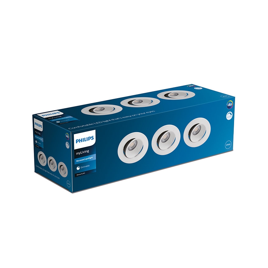 Philips - SET 3x LED Zatemnitvena kopalniška vgradna svetilka ABROSA LED/9W/230V IP44