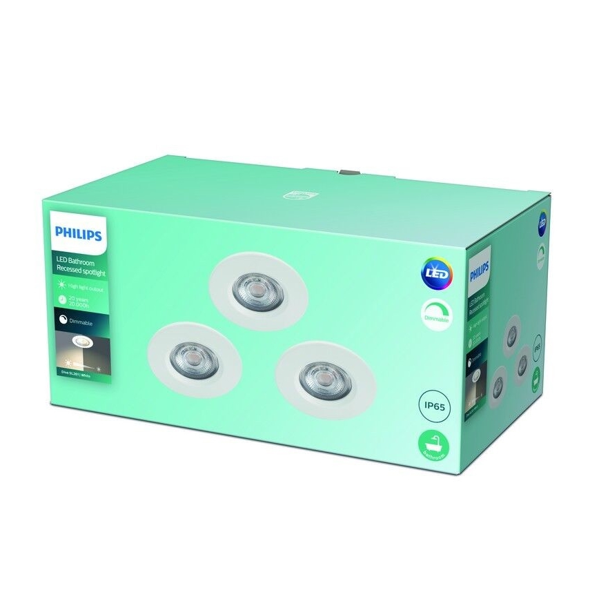 Philips - SET 3x LED Zatemnitvena kopalniška svetilka LED/5W/230V 2700K IP65