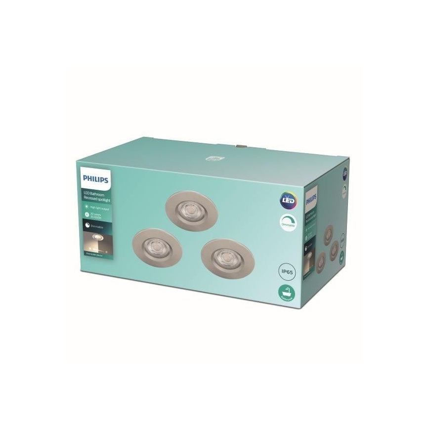 Philips - SET 3x LED Zatemnitvena kopalniška svetilka LED/5W/230V 2700K IP65