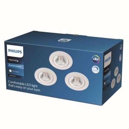 Philips - SET 3x LED Zatemnitvena vgradna svetilka LED/5,5W/230V 2700K