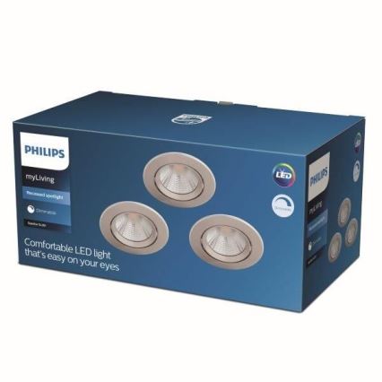 Philips - SET 3x LED Zatemnitvena vgradna svetilka LED/5,5W/230V 2700K