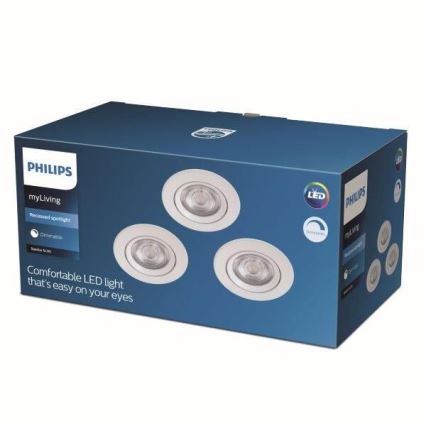 Philips - SET 3x LED Zatemnitvena vgradna svetilka LED/5W/230V 2700K