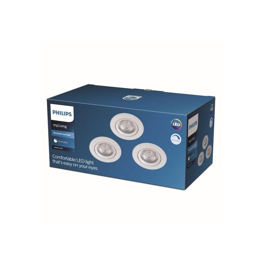 Philips - SET 3x LED Zatemnitvena vgradna svetilka LED/5W/230V 2700K