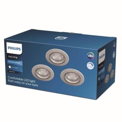 Philips - SET 3x LED Zatemnitvena vgradna svetilka LED/5W/230V 2700K