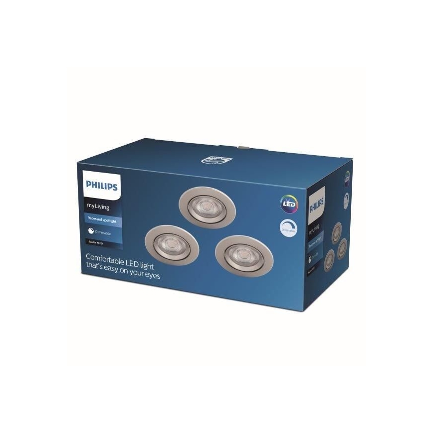 Philips - SET 3x LED Zatemnitvena vgradna svetilka LED/5W/230V 2700K