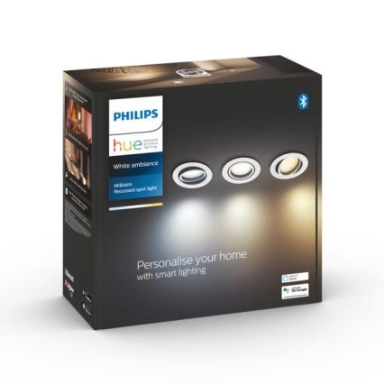 Philips - SET 3x LED Zatemnitvena vgradna svetilka Hue MILLISKIN 1xGU10/5,7W/230V 2200-6500K