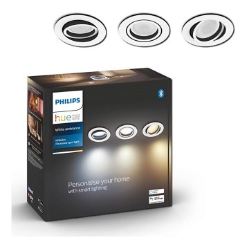 Philips - SET 3x LED Zatemnitvena vgradna svetilka Hue MILLISKIN 1xGU10/5,7W/230V 2200-6500K