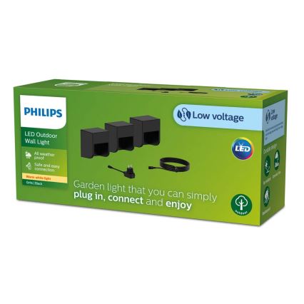 Philips - SET 3x LED Zunanja stenska svetilka GRITS LED/1,5W/24/230V IP44