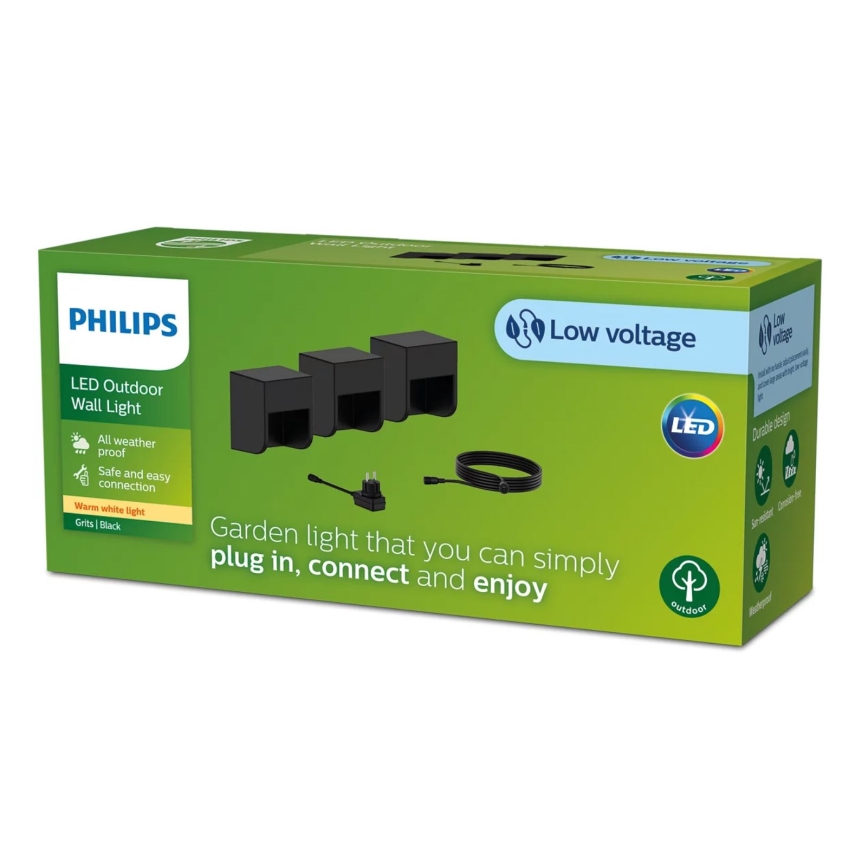 Philips - SET 3x LED Zunanja stenska svetilka GRITS LED/1,5W/24/230V IP44