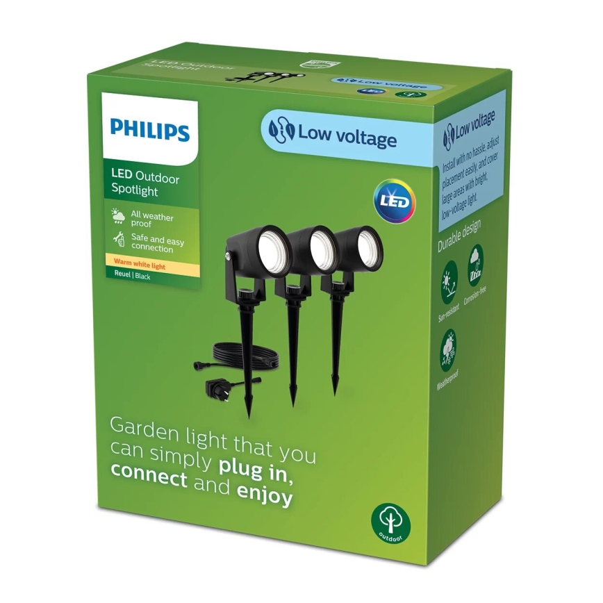 Philips - SET 3x LED Zunanja svetilka GARDENLINK REUEL LED/1,5W/230V 2700K IP44