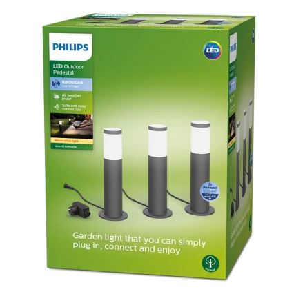 Philips - SET 3x LED Zunanja svetilka GARDENLINK LED/24W/230V 2700K IP44