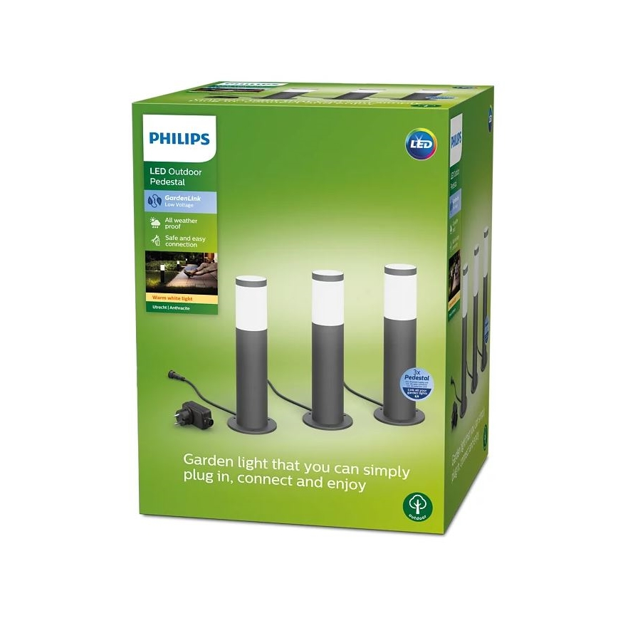 Philips - SET 3x LED Zunanja svetilka GARDENLINK LED/24W/230V 2700K IP44