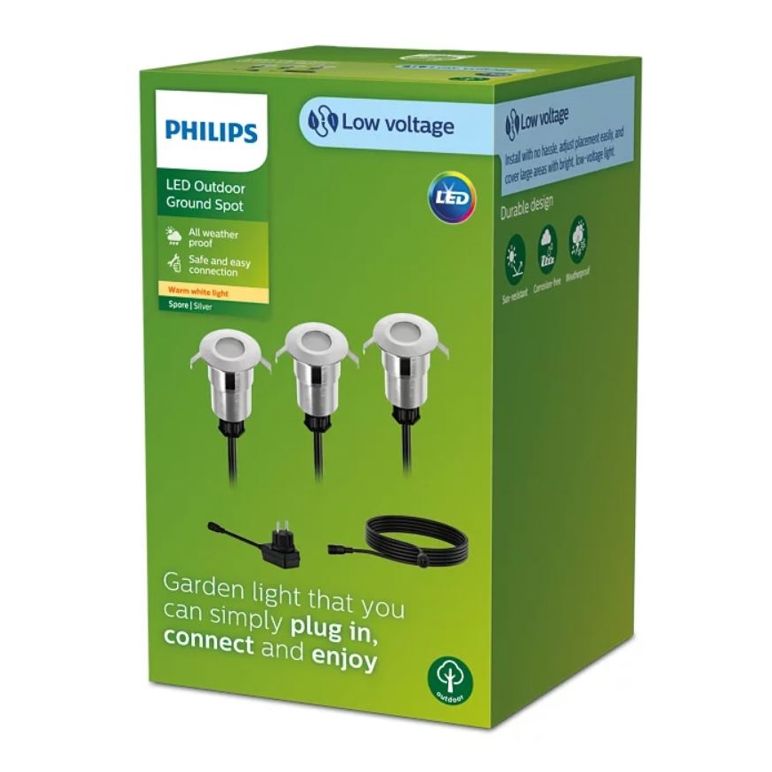 Philips - SET 3x LED Zunanja vgradna svetilka SPORE LED/1W/24/230V IP67