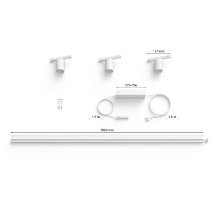 Philips - SET 3x LED RGB Zatemnitvena svetilka za tračni sistem Hue PERIFO LED RGB/15,6W/230V 2000-6500K