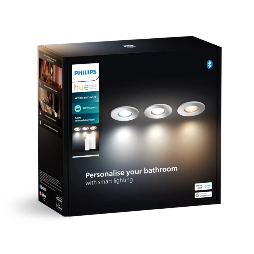 Philips - SET 3x LED Zatemnitvena kopalniška vgradna svetilka Hue ADORE BATHROOM 1xGU10/4,2W/230V 2200-6500K IP44