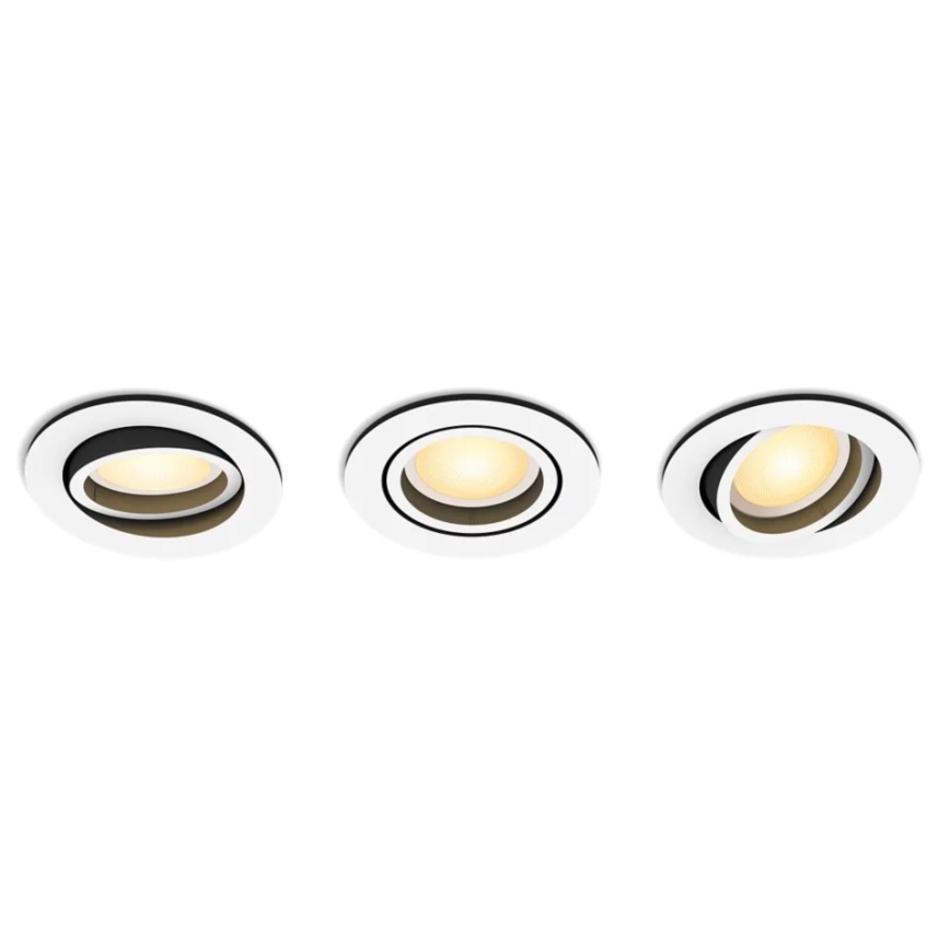 Philips - SET 3x LED Zatemnitvena vgradna svetilka Hue MILLISKIN 1xGU10/4,2W/230 2200-6500K