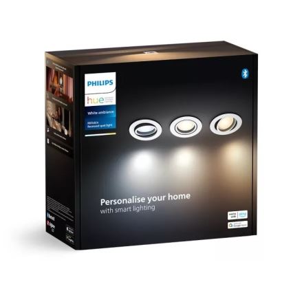 Philips - SET 3x LED Zatemnitvena vgradna svetilka Hue MILLISKIN 1xGU10/4,2W/230 2200-6500K
