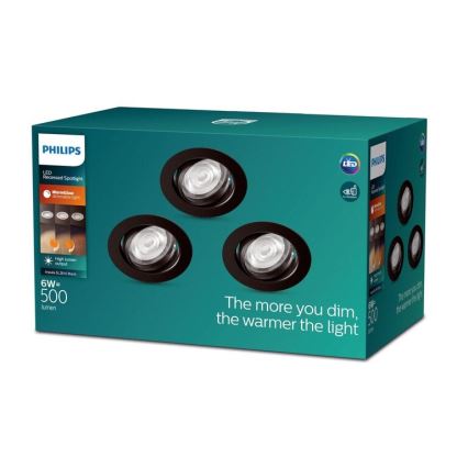 Philips - SET 3xLED Zatemnitvena vgradna svetilka IMPALA Warm Glow LED/6W/230V 2200-2700K