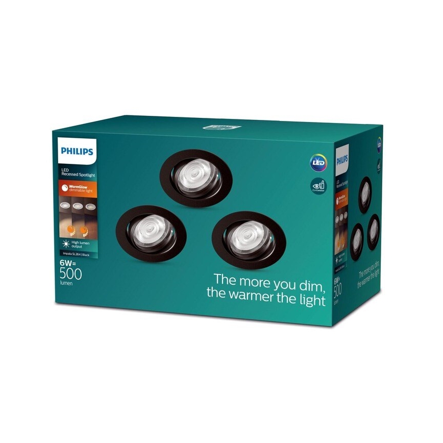 Philips - SET 3xLED Zatemnitvena vgradna svetilka IMPALA Warm Glow LED/6W/230V 2200-2700K