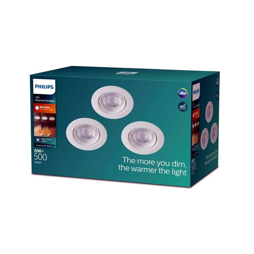 Philips -SET 3xLED Zatemnitvena vgradna svetilka IMPALA Warm Glow LED/6W/230V
