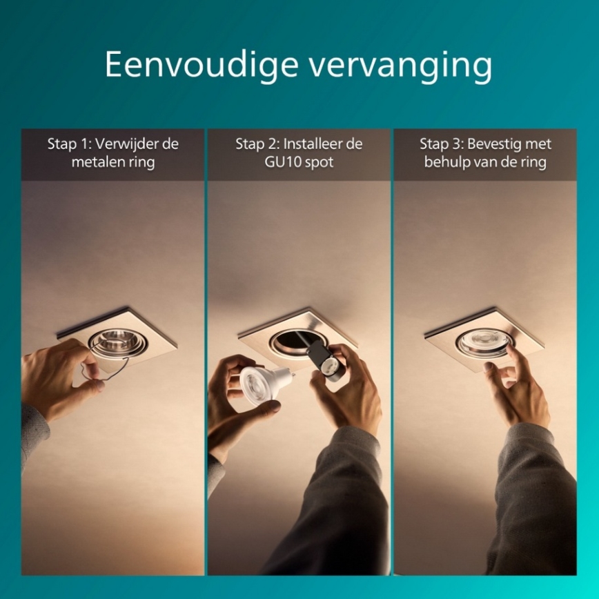 Philips - Stropna vgradna svetilka PERIDOT 1xGU10/7W/230V srebrna