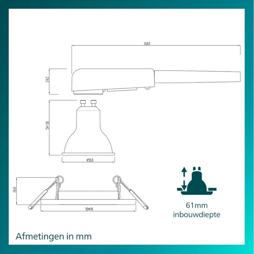 Philips - Stropna vgradna svetilka PERIDOT 1xGU10/7W/230V srebrna