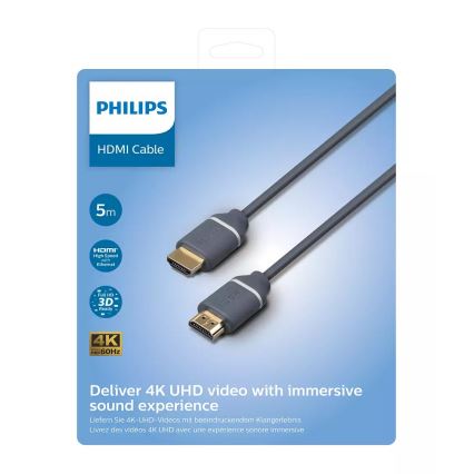 Philips SWV5650G/00 - HDMI kabel z Ethernetom, HDMI 2.0 A priključek 5m siva