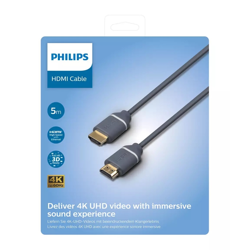 Philips SWV5650G/00 - HDMI kabel z Ethernetom, HDMI 2.0 A priključek 5m siva