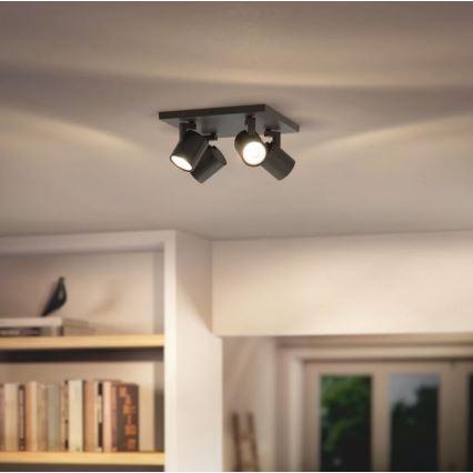 Philips - Točkovna svetilka RUNNER 4xGU10/20W/230V črna