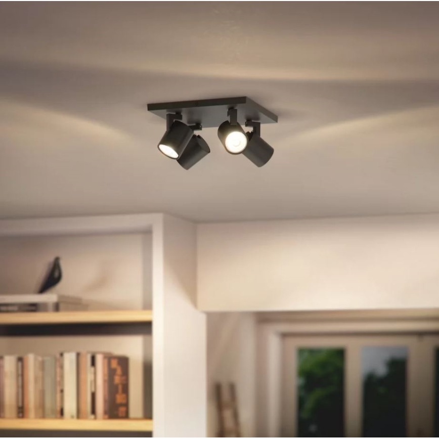 Philips - Točkovna svetilka RUNNER 4xGU10/20W/230V črna