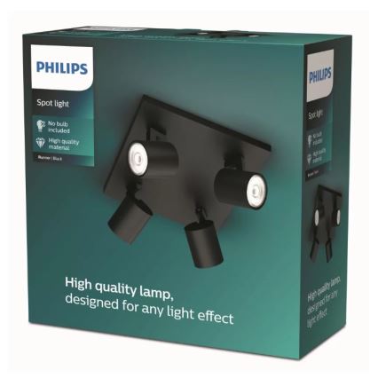 Philips - Točkovna svetilka RUNNER 4xGU10/20W/230V črna