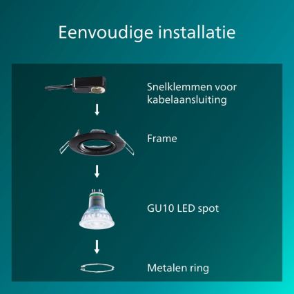 Philips - Vgradna stropna svetilka PERIDOT 1xGU10/7W/230V črna