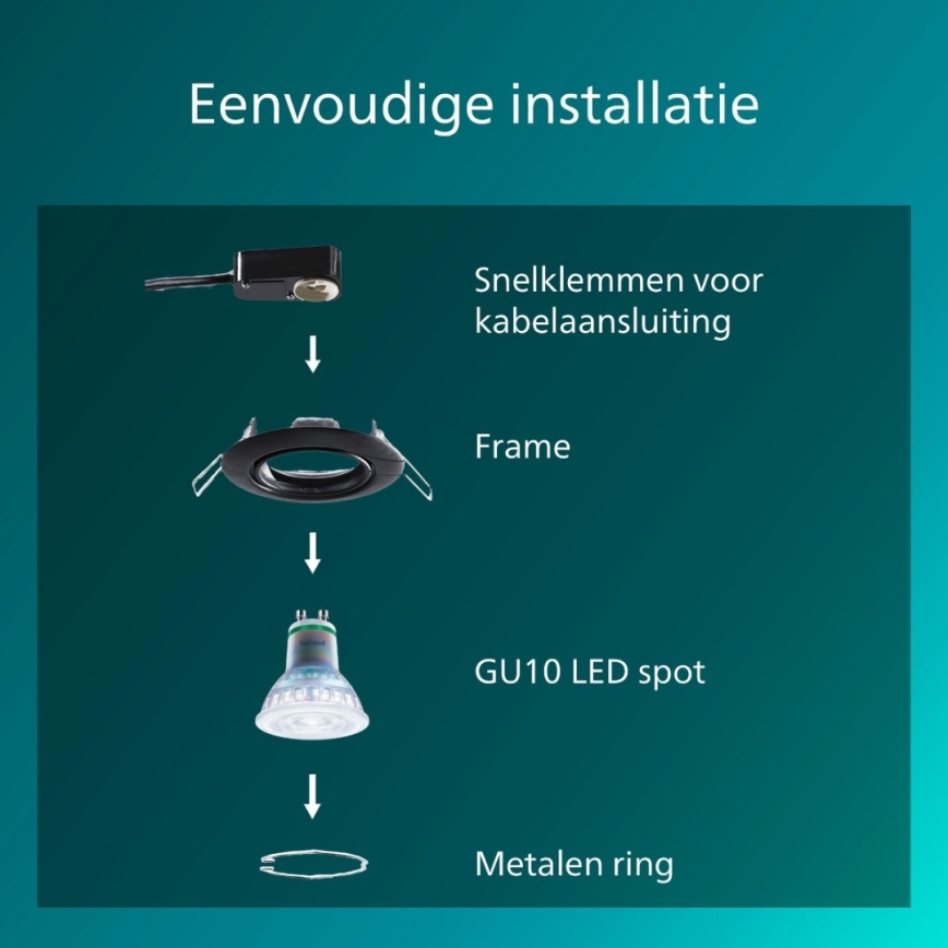 Philips - Vgradna stropna svetilka PERIDOT 1xGU10/7W/230V črna