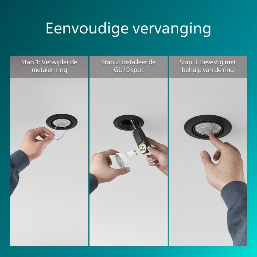 Philips - Vgradna stropna svetilka PERIDOT 1xGU10/7W/230V črna