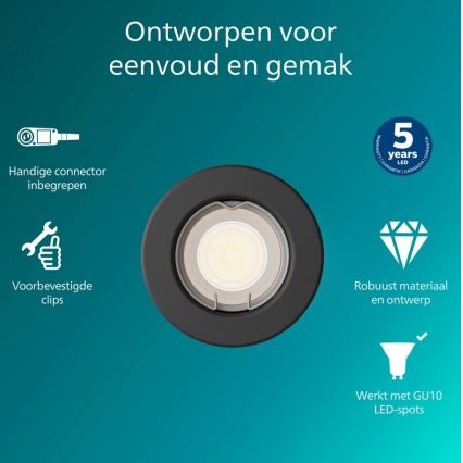 Philips - Vgradna stropna svetilka PERIDOT 1xGU10/7W/230V črna