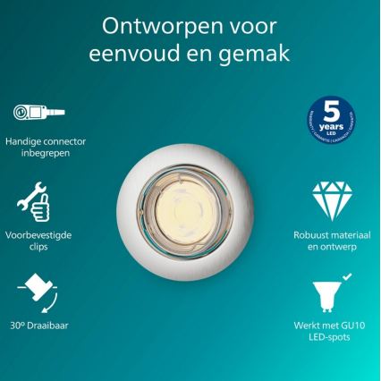 Philips - Vgradna stropna svetilka PERIDOT 1xGU10/7W/230V srebrna