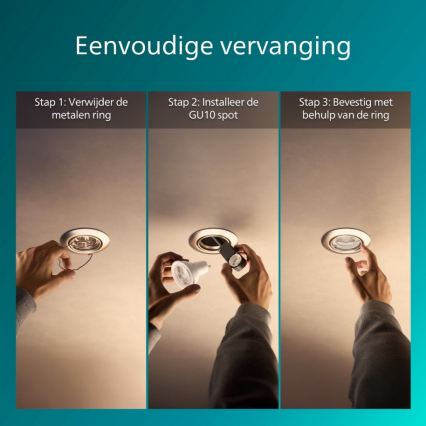 Philips - Vgradna stropna svetilka PERIDOT 1xGU10/7W/230V srebrna