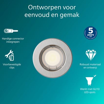 Philips - Vgradna stropna svetilka PERIDOT 1xGU10/7W/230V srebrna