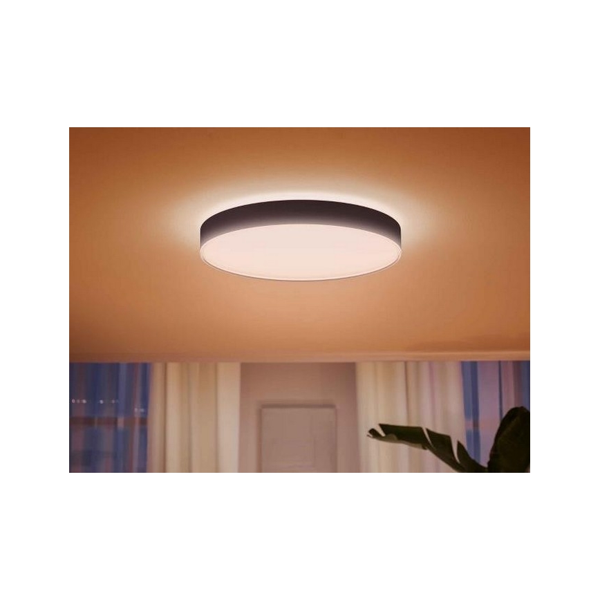 Philips - stropna LED svetilka Hue z možnostjo zatemnitve LED/48W/230V 2200-6500K, premer 551 mm, črna + daljinski upravljalnik