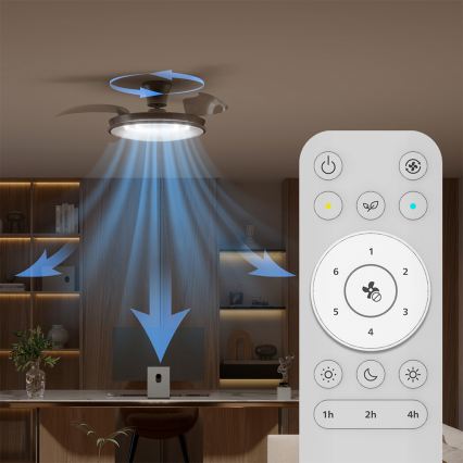 Philips - Zatemnjiva LED stropna svetilka z ventilatorjem ATLAS LED/35W/230V matni krom + daljinski upravljalnik