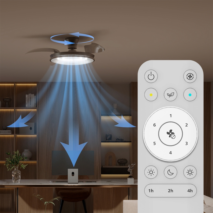 Philips - Zatemnjiva LED stropna svetilka z ventilatorjem ATLAS LED/35W/230V matni krom + daljinski upravljalnik