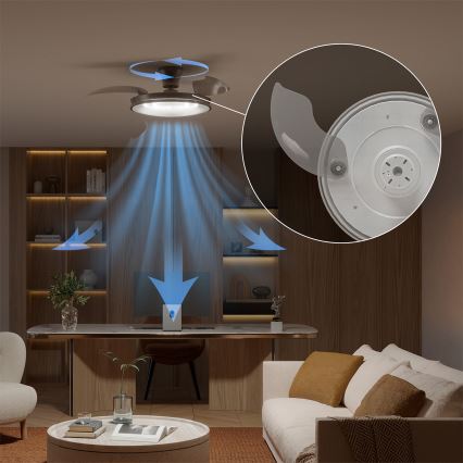 Philips - Zatemnjiva LED stropna svetilka z ventilatorjem ATLAS LED/35W/230V matni krom + daljinski upravljalnik