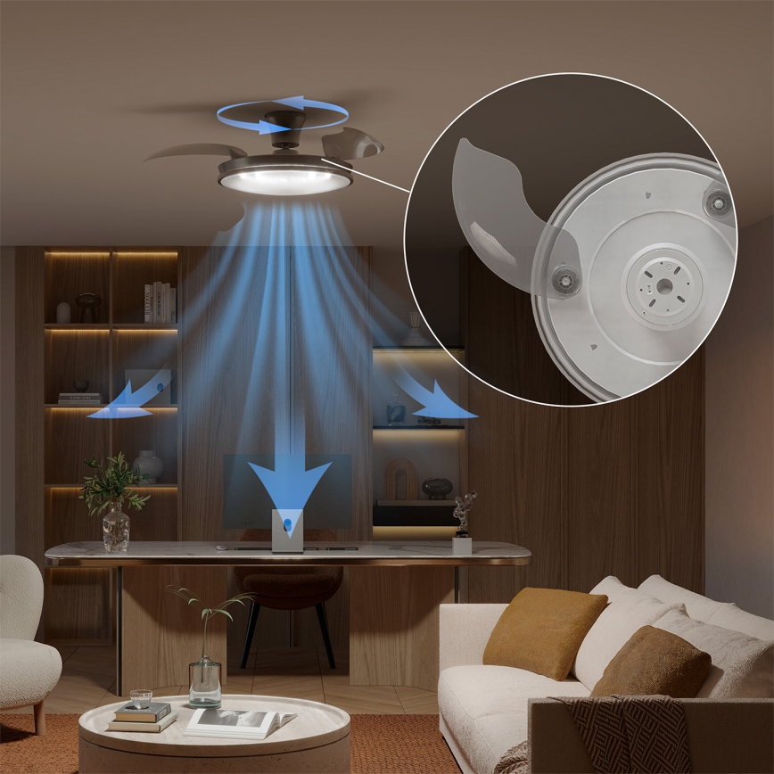 Philips - Zatemnjiva LED stropna svetilka z ventilatorjem ATLAS LED/35W/230V matni krom + daljinski upravljalnik