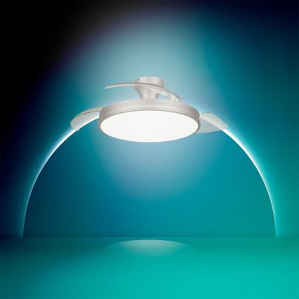 Philips - Zatemnjiva LED stropna svetilka z ventilatorjem ATLAS LED/35W/230V matni krom + daljinski upravljalnik
