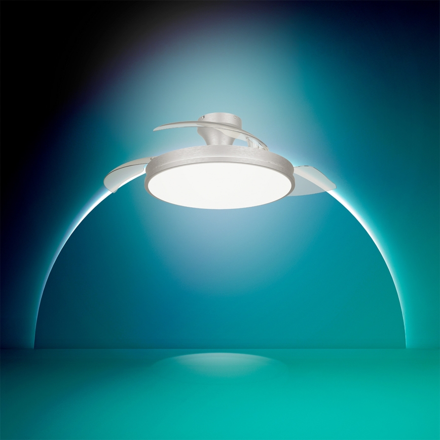 Philips - Zatemnjiva LED stropna svetilka z ventilatorjem ATLAS LED/35W/230V matni krom + daljinski upravljalnik