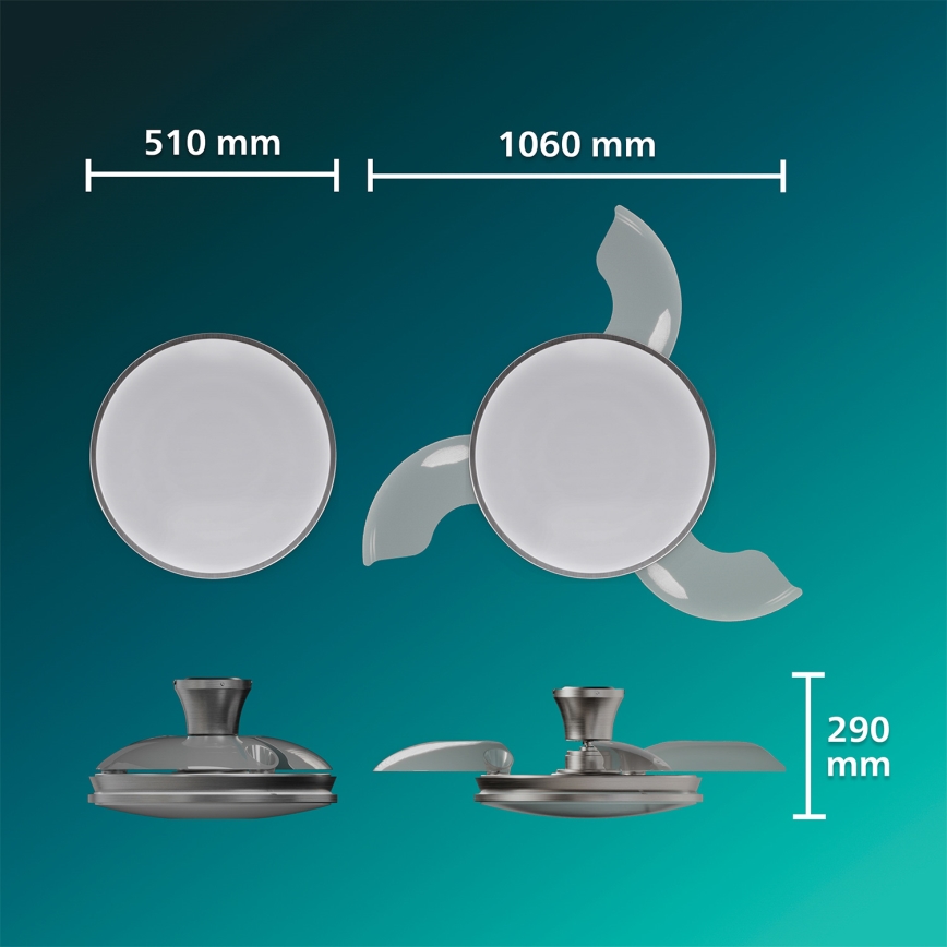 Philips - Zatemnjiva LED stropna svetilka z ventilatorjem ATLAS LED/35W/230V matni krom + daljinski upravljalnik