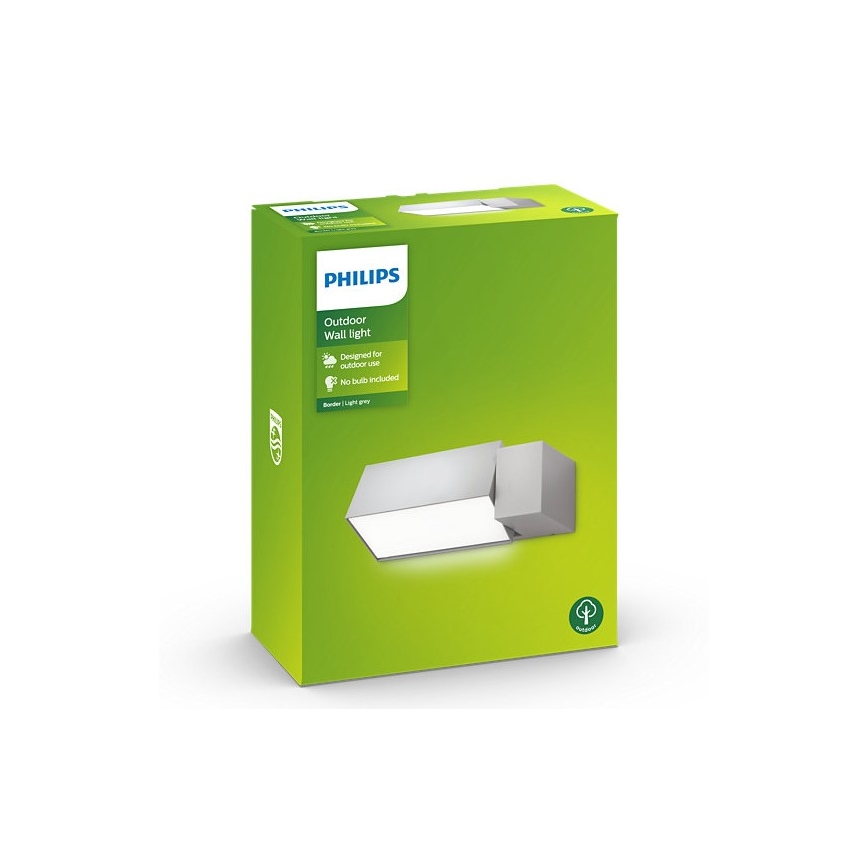 Philips - Zunanja stenska svetilka BORDER 1xE27/23W/230V IP44 siva