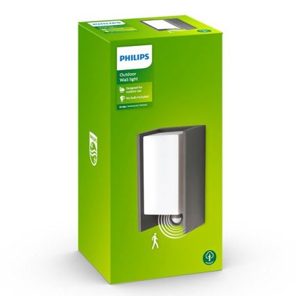 Philips - Zunanja stenska svetilka s senzorjem BRIDGE 1xE27/15W/230V IP44